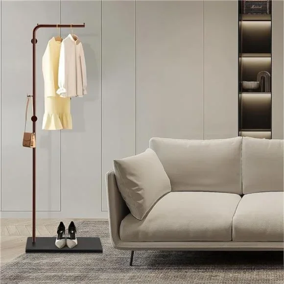 Metal Coat Rack Freestanding, Coat Rack Stand with Marble Base, 67” (Brown)